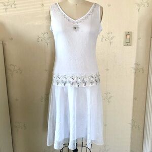 Vintage Slip Dress with Sequin Trim